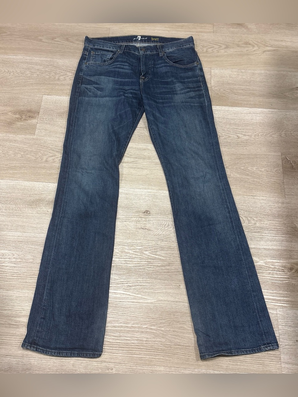 7 Seven For All Mankind Brett Blue Jeans Size 34x36 Denim USA Cowboy Bootcut